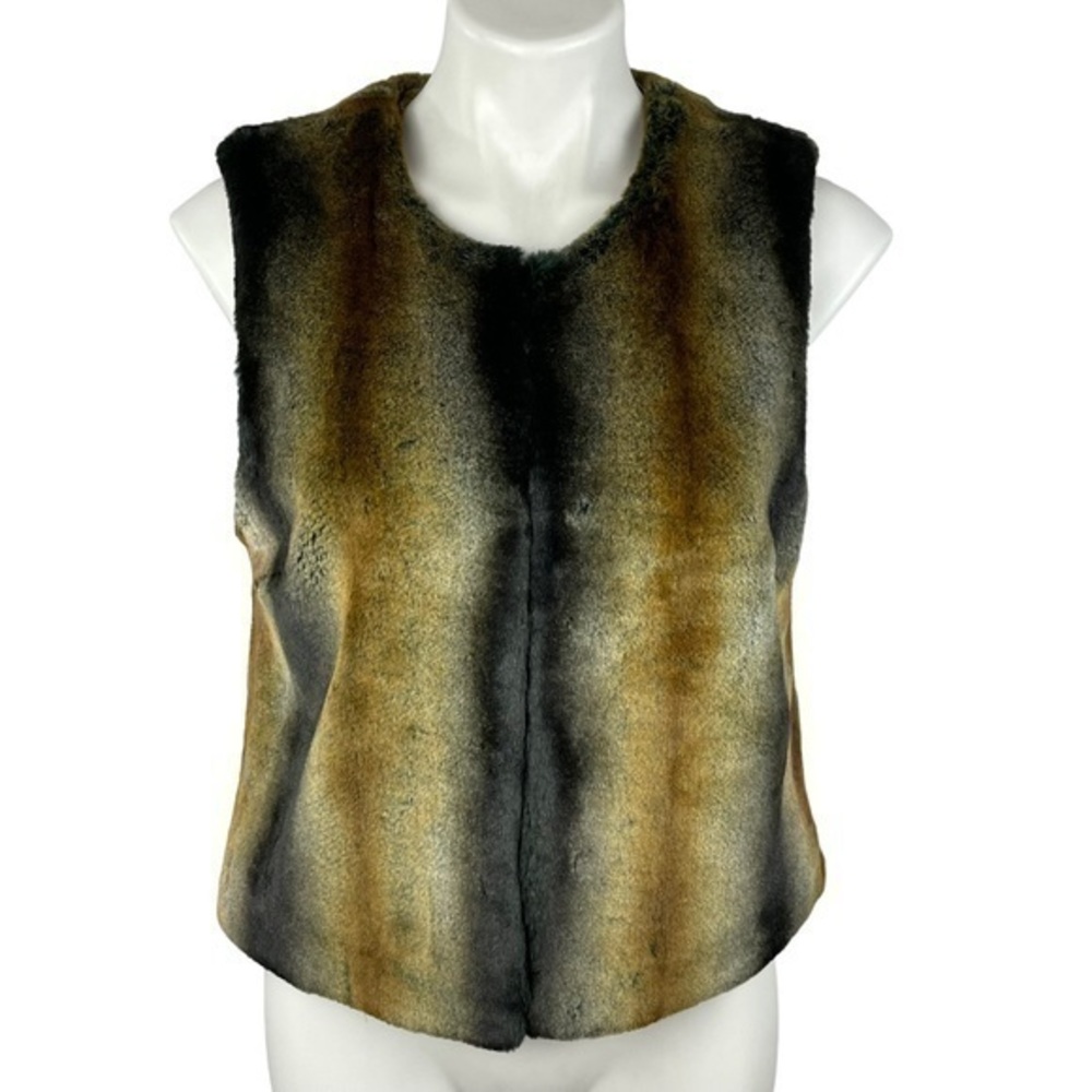 Trina Turk Vest Faux Fur | Women 10 | Brown Black